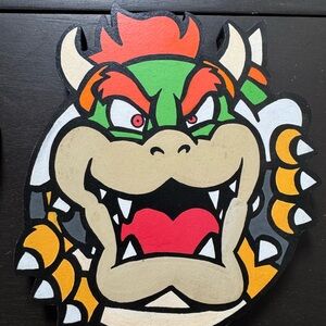 🎮 Hand Painted Wooden Character Art – Bowser Inspired | One of One